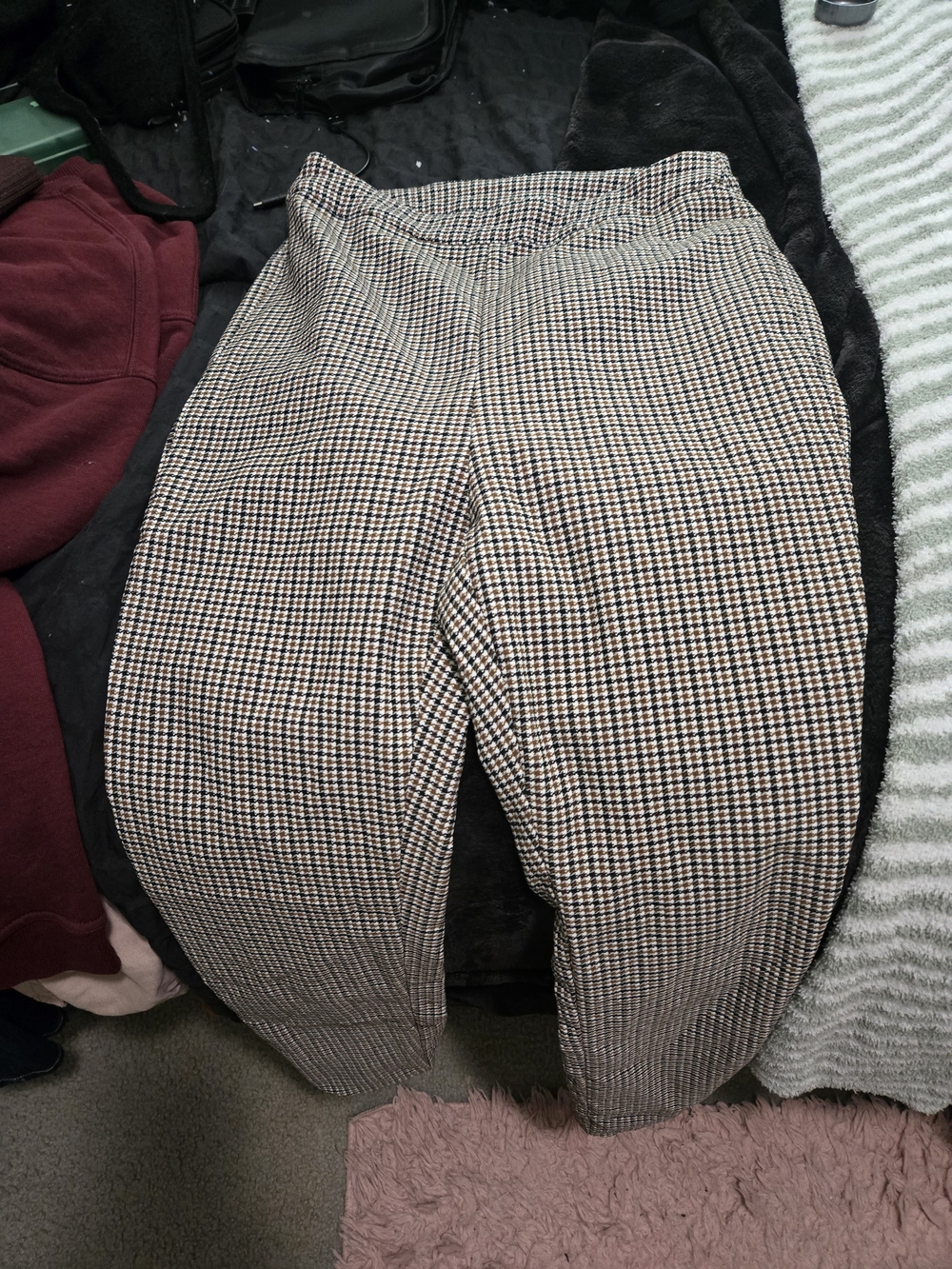SHEIN Black & White Check Straight Leg Pants
